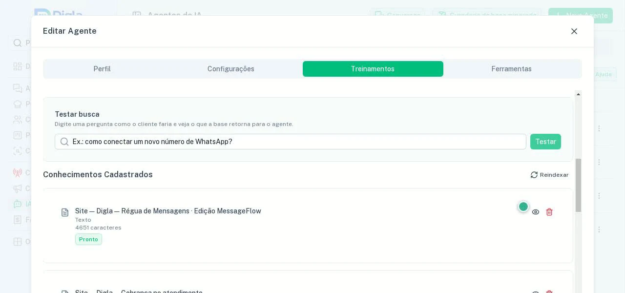 Página importada do site como fonte de conhecimento do agente.