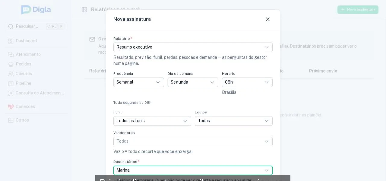 Nova assinatura de relatório com o Resumo executivo.